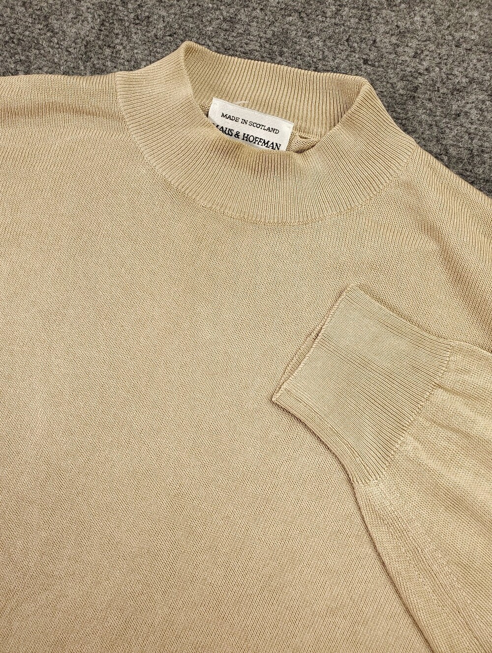 Vintage Maus & Hoffman Pure Silk Mock Neck Pullover Sweater Medium Beige Tan